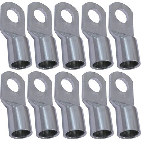 Lot de 10 cosses électriques non isolées à œillet – Ø8mm – Conducteur 35mm² – Alliage de cuivre – Montage par sertissage