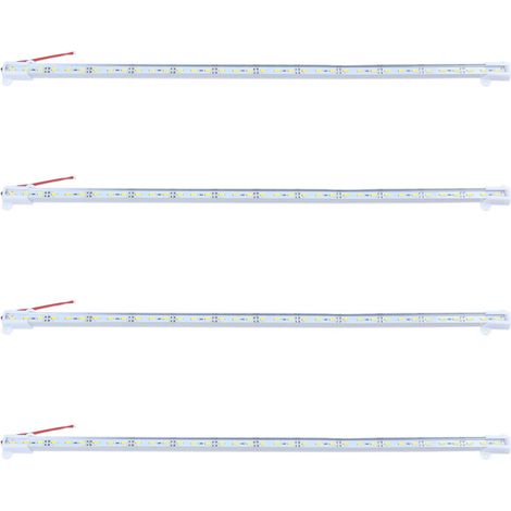 4 x 50 cm LED-Streifen (12 V, 36 LEDs, SMD 5050), Hartfaserplatte, Aluminium, warmweiß (1/4)