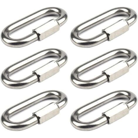 Pair 6 Pièces Mousqueton a Vis M8 Maillon Rapide en Acier Inoxydable 304 Mousqueton à Verrouillage avec Capuchon à Vis Bague de Connexion pour Connecter de Cordes Chaînes Gréement (1/5)