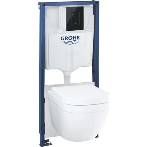 Pack Bâti support 5 en 1 - GROHE - Blanc - Céramique - Cuvette + abattant + plaque de commande + supports muraux + isolation (1/5)