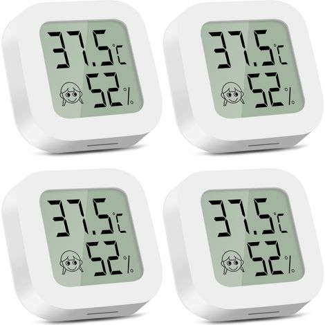 Ensemble 4 pièces : thermomètre intérieur, hygromètre numérique, moniteur température, pour confort maison et bureau. (1/5)