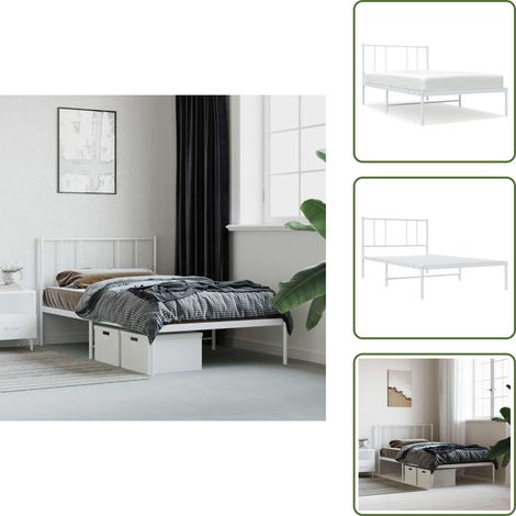 Letto con spazio sotto - vidaXL Giroletto con Testiera Metallo Bianco 107x203 cm -