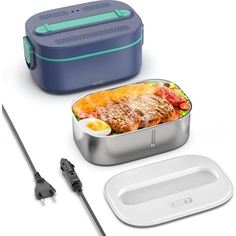 Gamelle Chauffante 80 W 3 en 1 Haute Puissance 1.5 L Lunch Box Electrique Isotherme Chauffante 220 V 24 V 12 V Acier Inoxydable Portable Boîte Chauffante Repas pour Voiture Camion Bureau Travail S1 (1/5)
