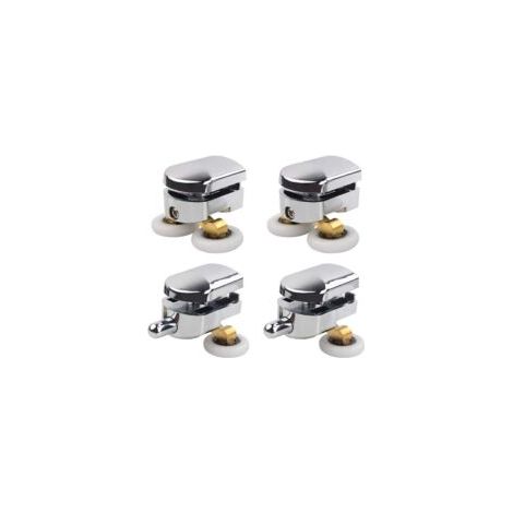 4 rulli doppi per porta doccia, ruote per porta scorrevole, ruote di ricambio per box doccia con foro in vetro da 14 mm - Crezuo