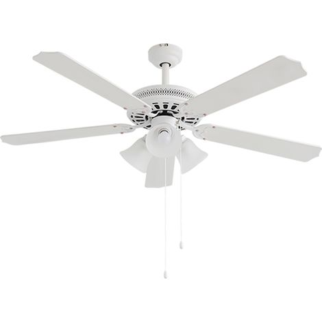 Deckenventilator in Mattweiß mit Beleuchtung Leise 45 dB 3 Geschwindigkeitsstufen Durchmesser 132 cm