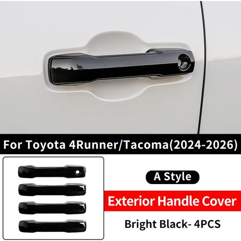 (Tacoma 2024-2026 - Noir brillant) Convient aux Toyota 4Runner et Tacoma 2024-2026. Garniture de poignée de porte noire, protection de peinture, accessoire de style extérieur en plastique ABS. (1/4)
