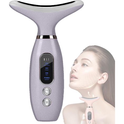 2-in-1 Face and Neck Relaxation Device, Gentle Heating, Ambient LED Lights, Sonic Massage, Portable Design, Purple (1/5)
