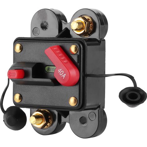 Sicherungshalter für Autoradiosysteme, automatischer Schutzschalter, 12–24 V DC, für Auto- und Bootsradios, 40 A, 78 x 58 x 38 mm (1/5)