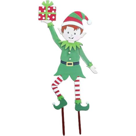 Piquet de Jardin Lutin de Noël en Métal, Décoration Extérieure pour Fêtes - Ornement en Fer Forgé pour Pelouse (1/5)