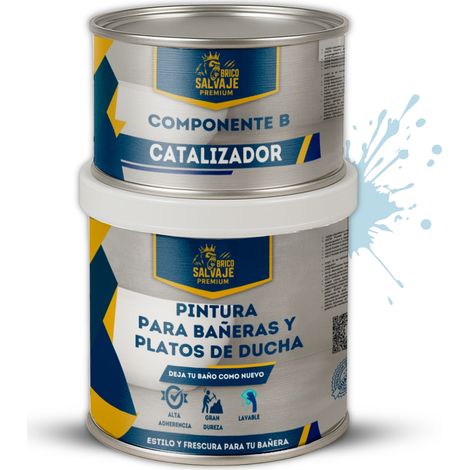 Pintura para Platos de Ducha y Bañeras, Brillante, Bruma Ártina, Dos componentes, 600+150 ML