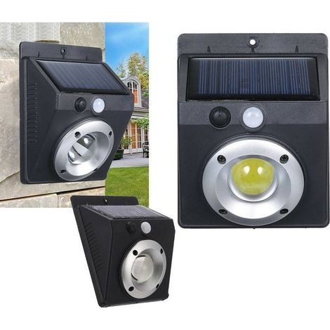 TrAdE Shop Traesio - Faretto Luce Led Cob Pannello Solare Ricaricabile Sensore Di Movimento Pir - (1/5)