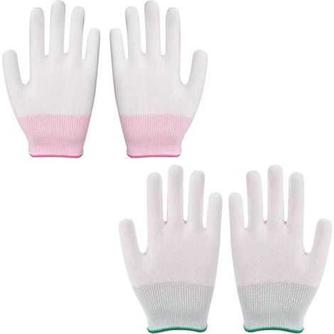 Two-pack of professional heat-resistant gloves, heat-proof gloves, pot holders, kitchen gloves, suitable for air fryers, barbecues, gardening, and kitchen use. Anti-static protection (pink size S, gre (1/5)