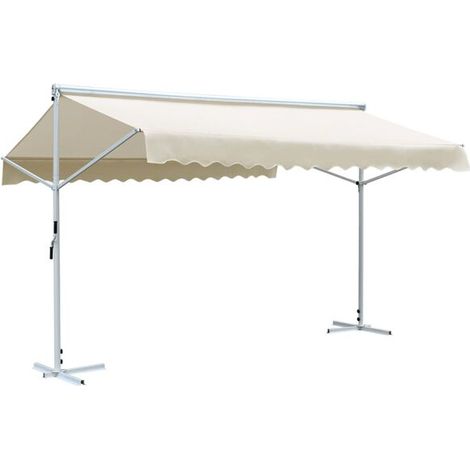 Auvent sur pied 4 x 3 m crème - Auvent de terrasse protection solaire jardin extérieur résistant (1/5)