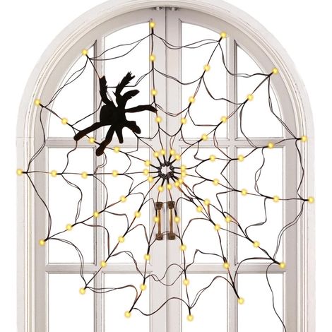 Guirlande Lumineuse Toile d'Araignée Halloween Accessoires Décoratifs  Filet Lumineux LED Étanche Pour les Vacances pour la Terrasse et les Fêtes en Extérieur (1/5)