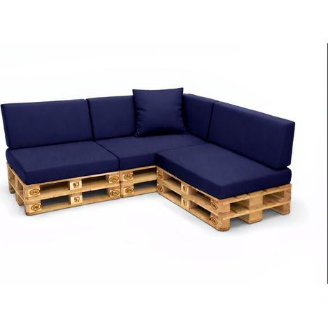 Set 8 coussins palette  assises 120x60 dossiers + 120x40 kit coussins canapé de jardin Bleu coussins pour mobilier de jardin (1/5)