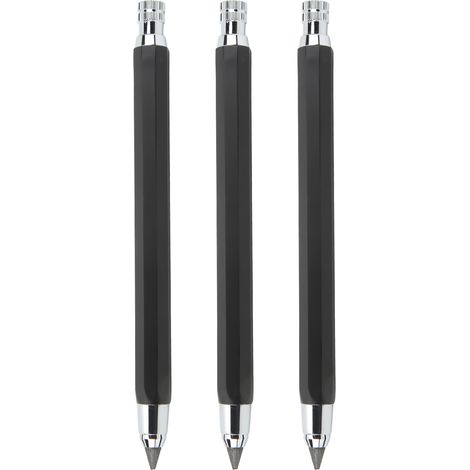 Kit de 3 crayons mécaniques menuisier 5.6mm avec outil de traçage pour travail du bois noir (1/5)