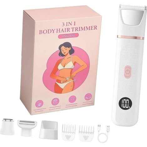 Tondeuse de maillot de bain rechargeable pour femme offrant une épilation complète du corps et un nettoyage rapide - Rasoir électrique trilatéral pour femme fine (1/5)