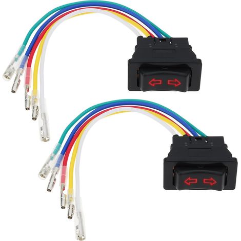 2X Interrupteurs de Lève-vitre électrique de Voiture à 5 Fils 41 X 26 X 21 Mm 12 V/24 V 20 A avec Indicateur LED Compatible avec Voitures (1/5)