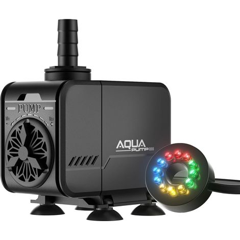 1 Pompe à eau submersible avec 12 LED, Débit réglable 3000L/H, Pour aquarium étang fontaine (1/5)