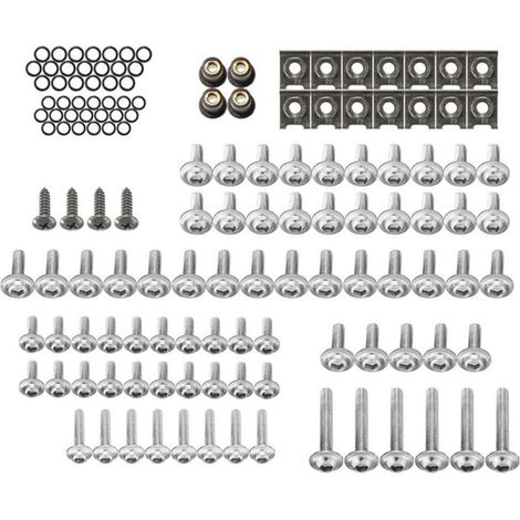 137-teiliges Motorradverkleidungs-Schraubenset, Schraubensatz, Befestigungsclips, Aluminium-Befestigungsclips, Karosseriemutterclips, Silber (1/5)