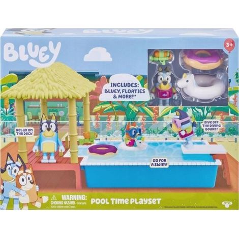 Bluey Pool Time Fun Playset: Bluey figure in Swim Suit, Pool with Diving Board and Deck and 4 Pool Accessories (1/5)