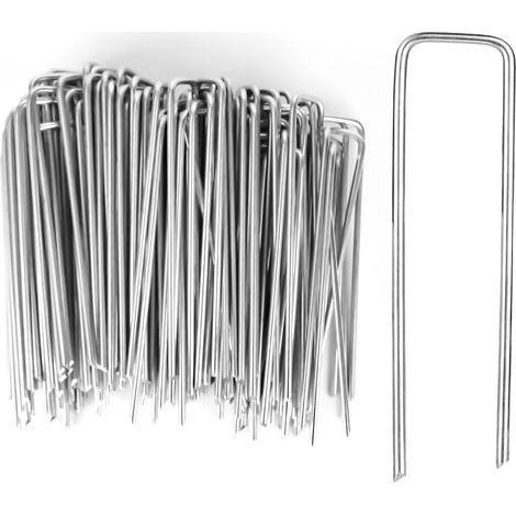 Lot de 100 Piquets Jardin 100x40x2,2mm, Acier Galvanisé, Forme U, Ancrage Sol Lourd, Professionnel (1/4)