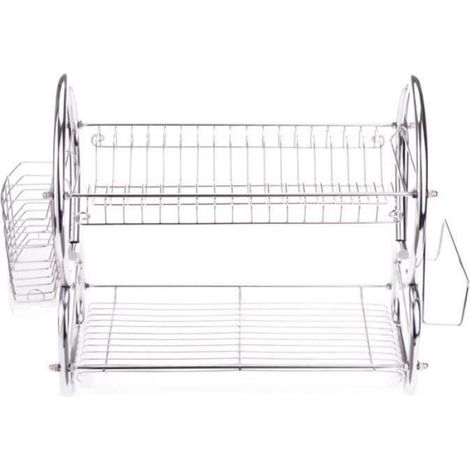 Panier à vaisselle Crémaillère dish acier inoxydable Cuisine à domicile sèche bac titulaire organisateur 2 Tier plat grille (1/4)