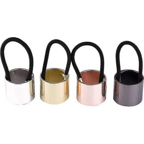 Set mit 4 Haargummis aus Metall für Pferdeschwänze, mit Schlaufe, für Frauen und Mädchen (1/5)