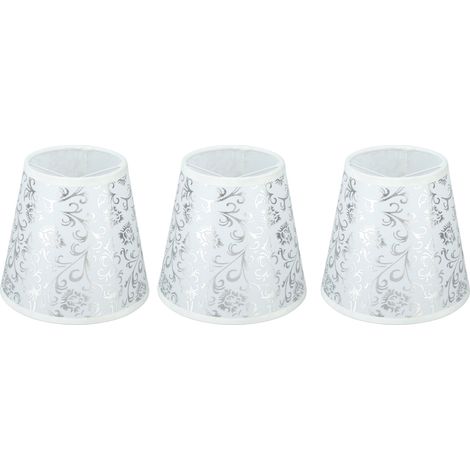 Abat-jour en tissu à clipser, style moderne, pour ampoule E14, lustre ou lampe de table (lot de 3), argenté