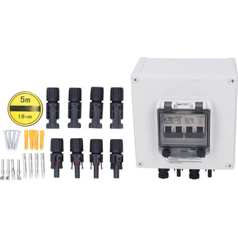 Boîte de combinaison PV IP67, étanche, solaire, avec 2 disjoncteurs 2P 40A DC