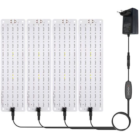46-W-LED-Pflanzenlampe, 4-teiliges Vollspektrum-Set, mit 3/6/12-Stunden-Timer, 600-LED-Pflanzenlampe für Zimmerpflanzen, Setzlinge, Gewächshäuser und Regale (1/5)