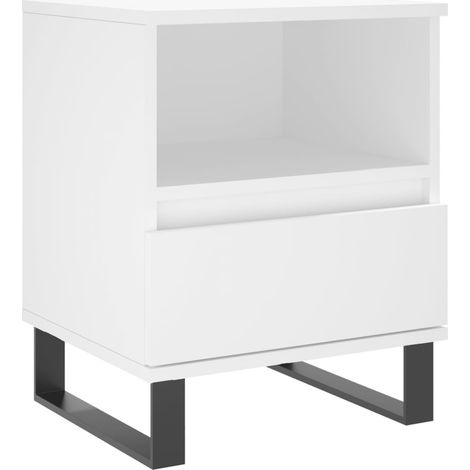 Table de chevet Blanc 40x35x50 Bois d’ingénierie (1/5)