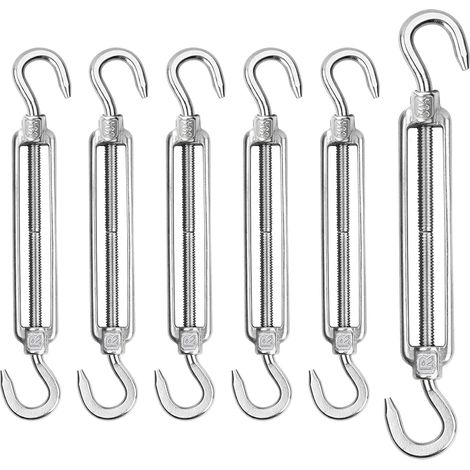 Lot de 6 tendeurs de câble M6 en acier inoxydable 304 - Crochets réglables - Crochets de serrage robustes (1/5)