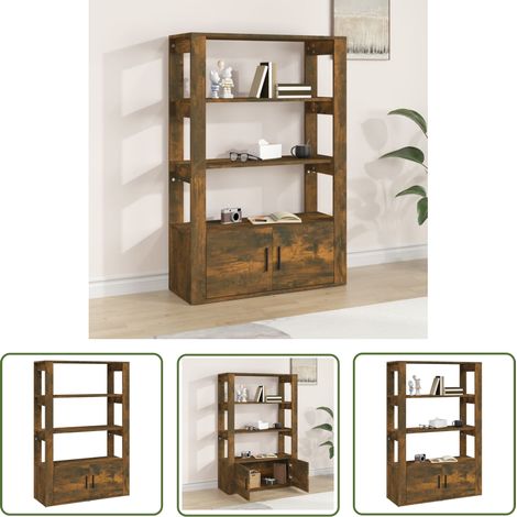 The Living Store Sideboard Räuchereiche 80x30x119,5 cm Holzwerkstoff - Schreibtisch - Regal - Wohnzimmermöbel - Holzmöbel - Sideboard (1/5)