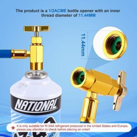 Metallener Kältemittel-Füllschlauch mit Manometer für R134A-Klimaanlagen im Auto (1/2"-Gewinde für Amerika und Europa) (1/4)