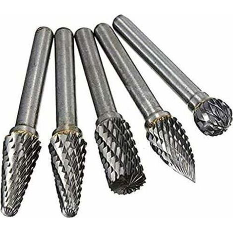 5-teiliges Diamantfräser-Set mit 6-mm-Schaftkopf aus Wolframkarbid, doppelseitig, für Holzgravur, Schleifmaschinen und Schnitzarbeiten