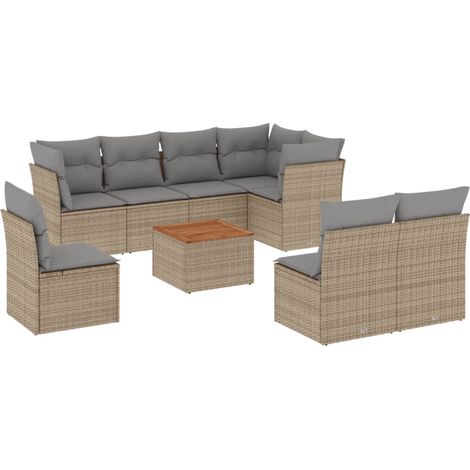 Maison Exclusive - Patio Sofa Set 8 plaza Mezcla de beige y gris (1/5)