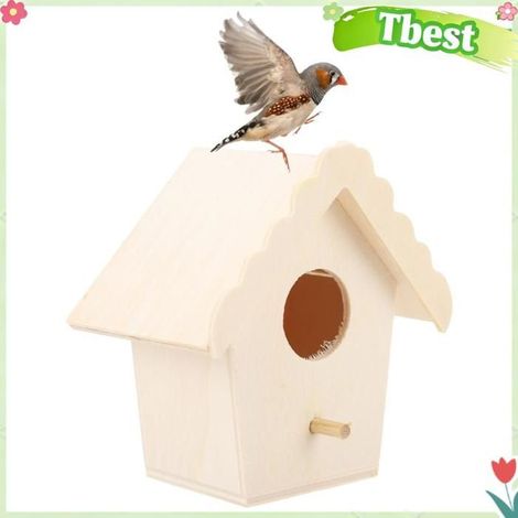 Tbest Nichoir en bois de bricolage Nichoir en bois à monter soi-même, panneau animalerie oiseau -toit en dentelle n°4 (1/5)