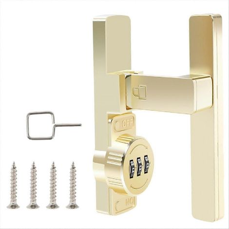 Serrure de porte de grange, serrure à pêne dormant avec combinaison à 3 chiffres, serrures à code pour portes coulissantes à 90 degrés (90°) (1/5)