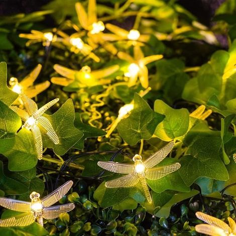 1 x Guirlande Lumineuse Solaire, 7 m avec 50 LED blanc chaud, 8 modes lumière, étanche IP65, pour jardin et extérieur