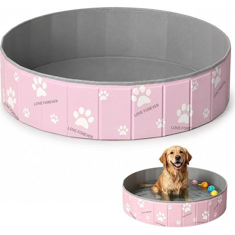 Piscine Pliable Chien 80 x 30 cm,Piscine pour Chien en PVC,Baignoire pour Chien Antidérapante avec Double Vidange,Piscine pour Chien Piscine Portable pour Petits et Moyens Chiens (Rose) (1/5)