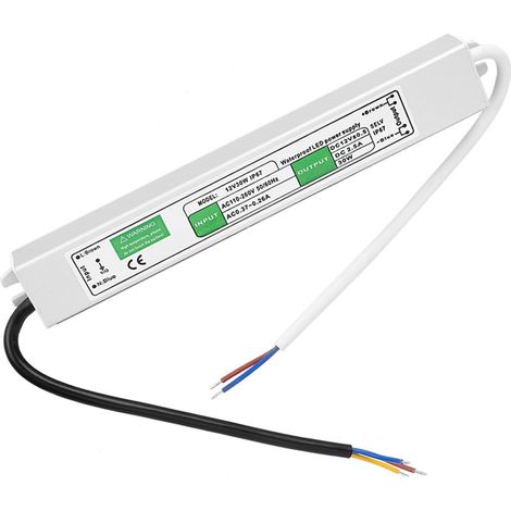 Alimentation LED 12V 30W étanche, transformateur extérieur imperméable, bloc d'alimentation pour bande lumineuse, pièces électriques, IP67, usage jardin et terrasse (1/5)