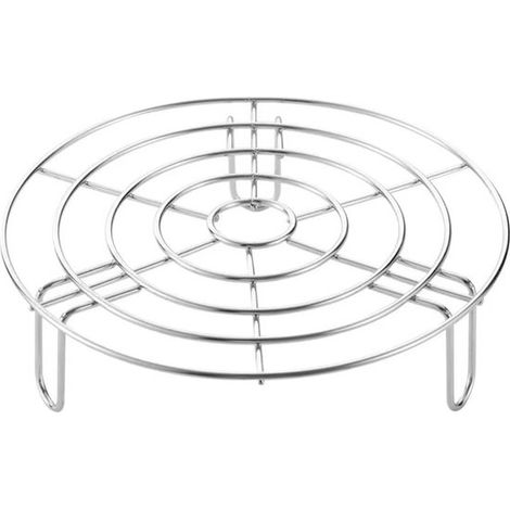 Panier vapeur rond (19,5 cm de diamètre) en acier inoxydable. Grille multifonctionnelle de cuisson et de refroidissement. Ustensile de cuisine standard pour friteuse à air chaud et cuiseur vapeur. (1/5)