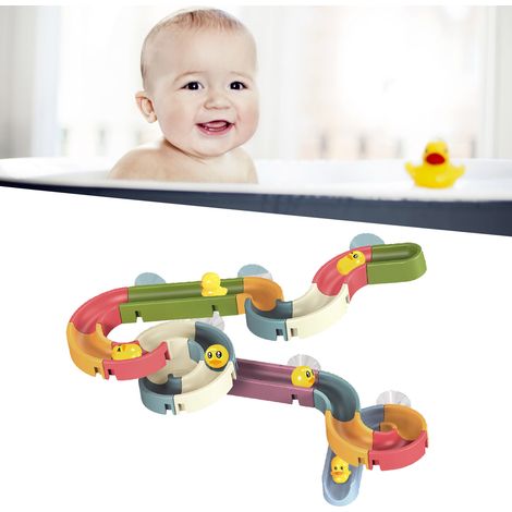 Duschrutsche-Spielzeug, niedliches Entlein, Babybadewannenrutsche, pädagogisches Badezimmer-Bauset, Kinderspielzeug 24A (Set mit 34 Teilen) (1/5)