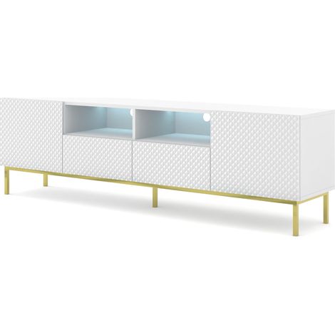 Mobile TV Ravenna C 200 2D2S bianco lucido con cornice oro