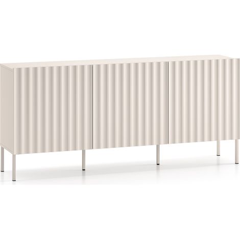 Selsey Derriva - Sideboard 3-türig mit geriffelten Fronten, hellbeige, 170 cm (1/5)