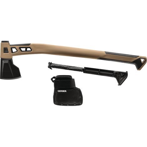 Gerber Accetta da Campeggio e da Outdoor, Fodero incluso, Con Paracord, Bushcraft Axe, Acciaio temprato on rivestimento in PTFE, Marrone, 31-003780