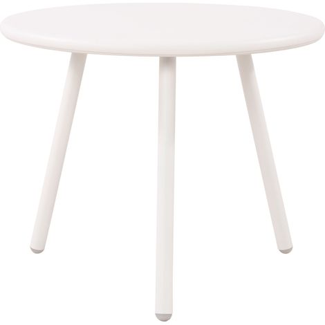 Mesa de centro redonda para interior/exterior con tablero de polipropileno blanco y patas de metal Ø 50 cm 100009171