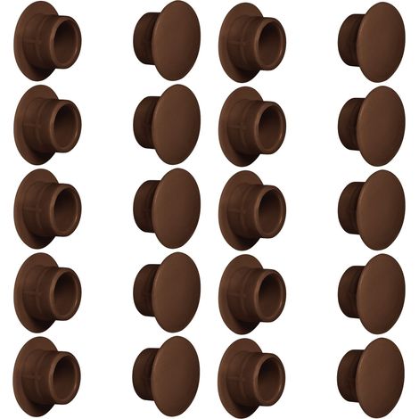 Cyclingcolors – Lot de 20 cache trou bouchon plastique 12mm marron foncé RAL 8014 – Capuchon pour finition soignée – Pour murs et meubles