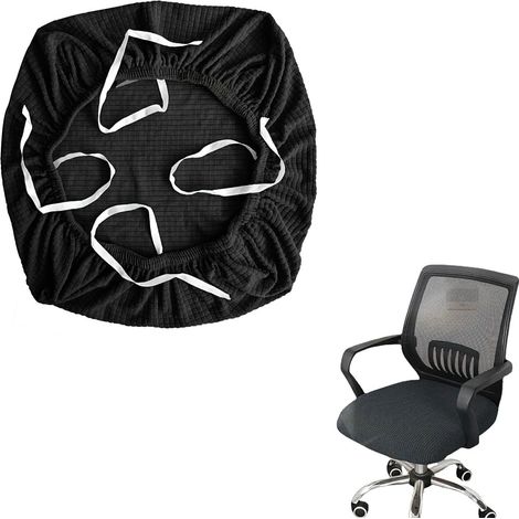1x Housse Tabouret Rond, Housse de Chaise Extensible, Housse de Coussin de Chaise de Salle à Manger, Housse de Tabouret Pivotant de Bar, Protege Siege Bureau,Housse Assise Chaise Lavable, Noir (1/5)